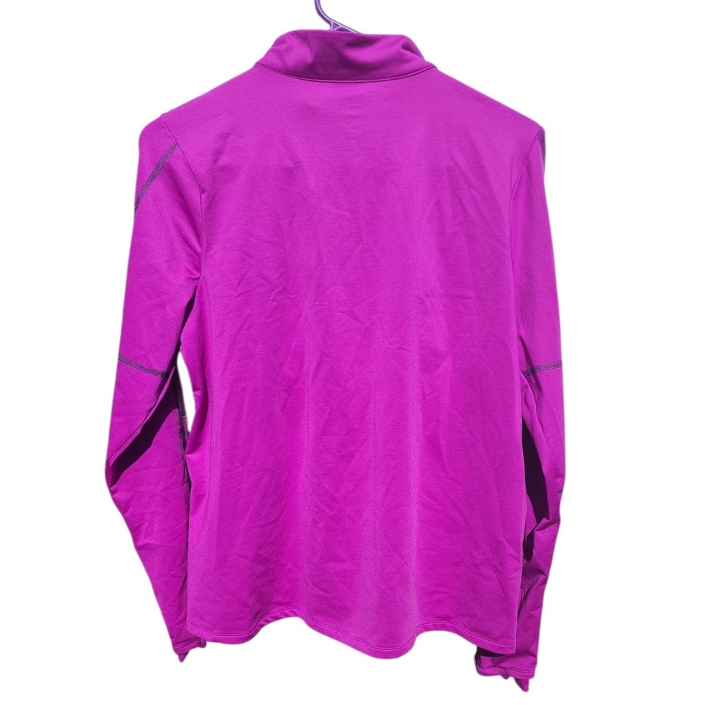 Under Armour Womens Magenta Purple HeatGear Quarter Zip Pullover Thumbholes LG - Picture 2 of 6